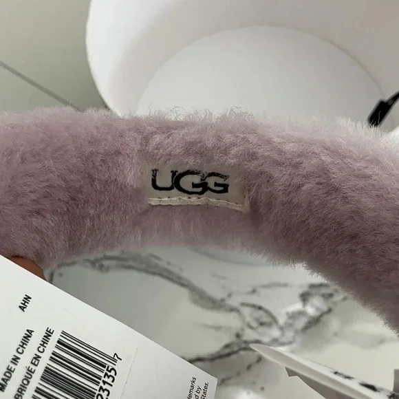 NWT UGG Lavender Ashen Rose Fluffy embroidery Earmuffs
